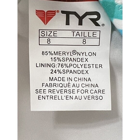 NWT TYR Women's Phoenix Blue Plaid Tankini Built in Bra Swimsuit Gym Top Size 8 - Picture 8 of 10